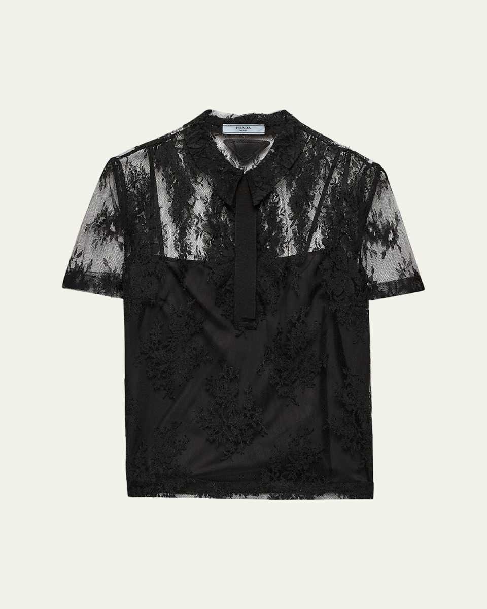 Short-Sleeve Lace Blouse